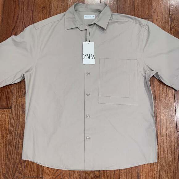 ZARA Men’s Regular Fit Textured Short‎ Sleeve Shirt Size M – Casual Top - Picture 2 of 6